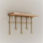 Hanah Home Estante de Pared de Madera Maciza Dorado y Marrón